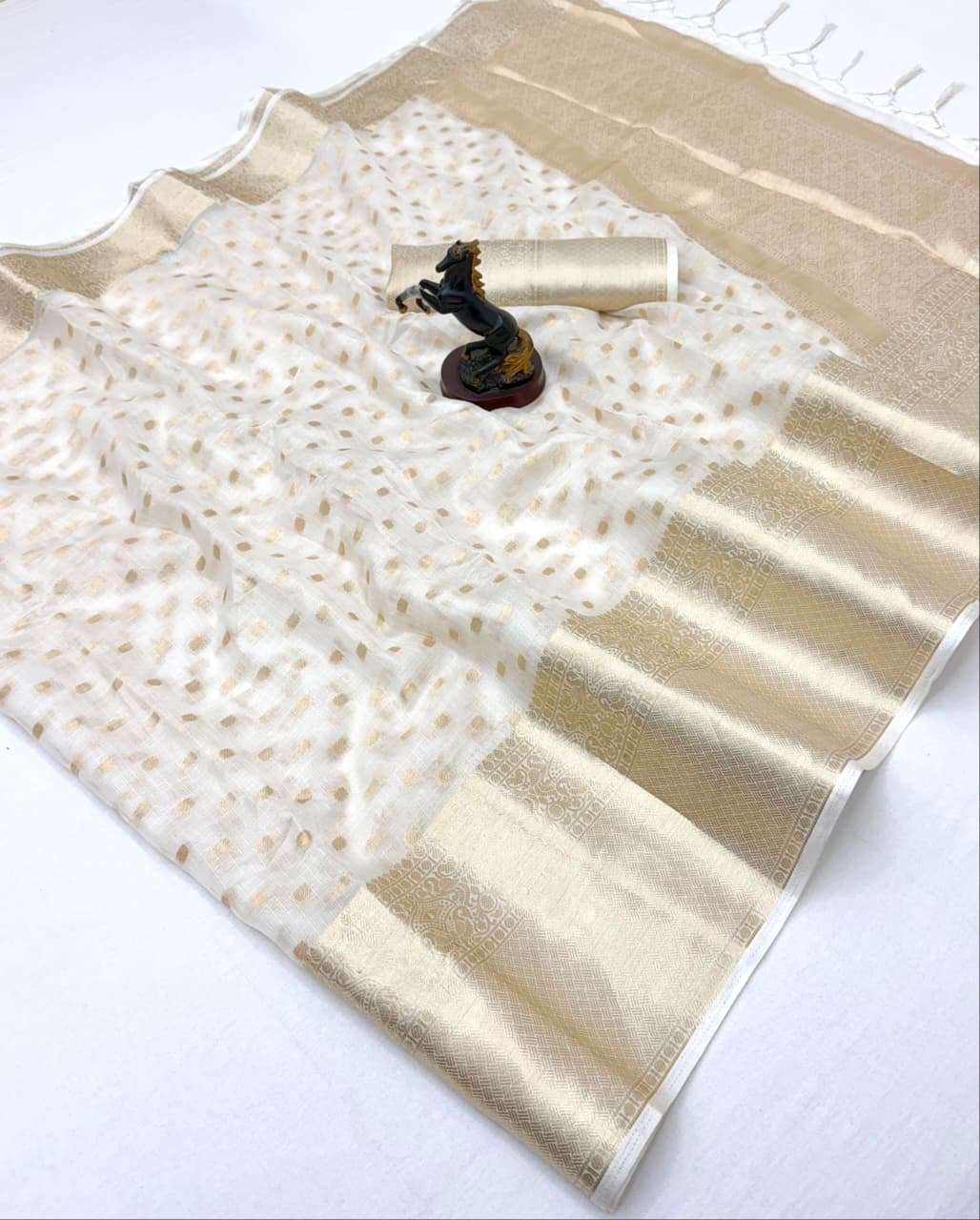 White colour Uniform Special wear Collection comfortable Pure Soft Kota Doriya Fabric saree wholesale in surat 